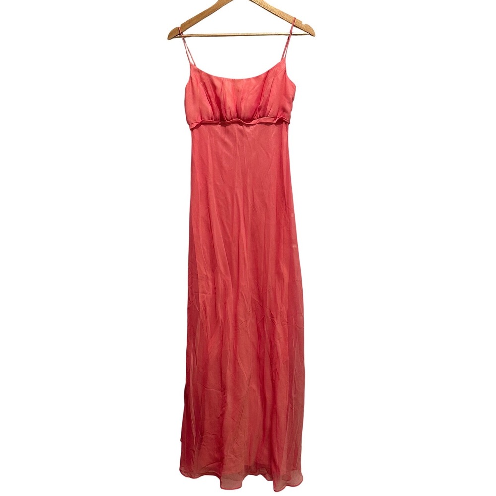 Michaelangelo Vintage Y2K Pink Chiffon Maxi Dress Rosette Coquette Formal Prom